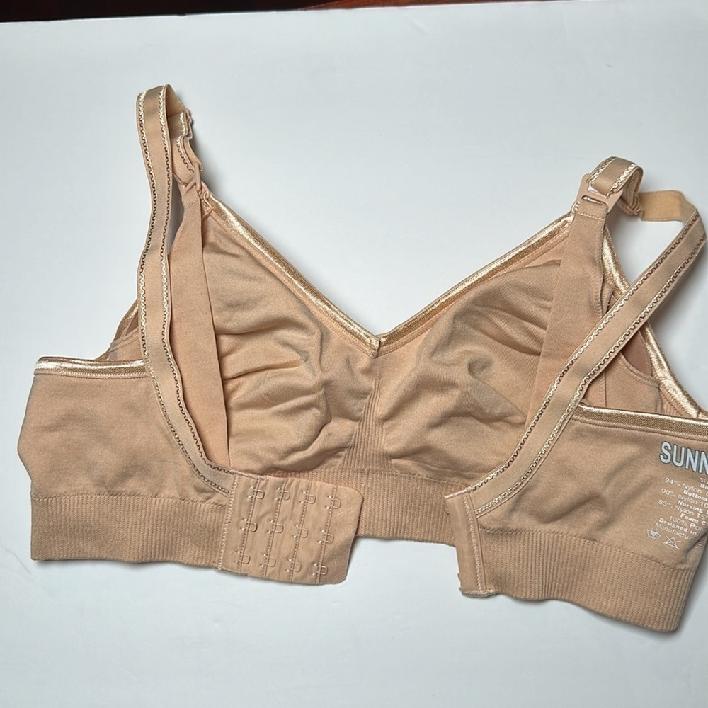 Women’s Nursing Bra Maternity Small Removable Pads Stretch Wireless Beige 1452 - Picture 11 of 11